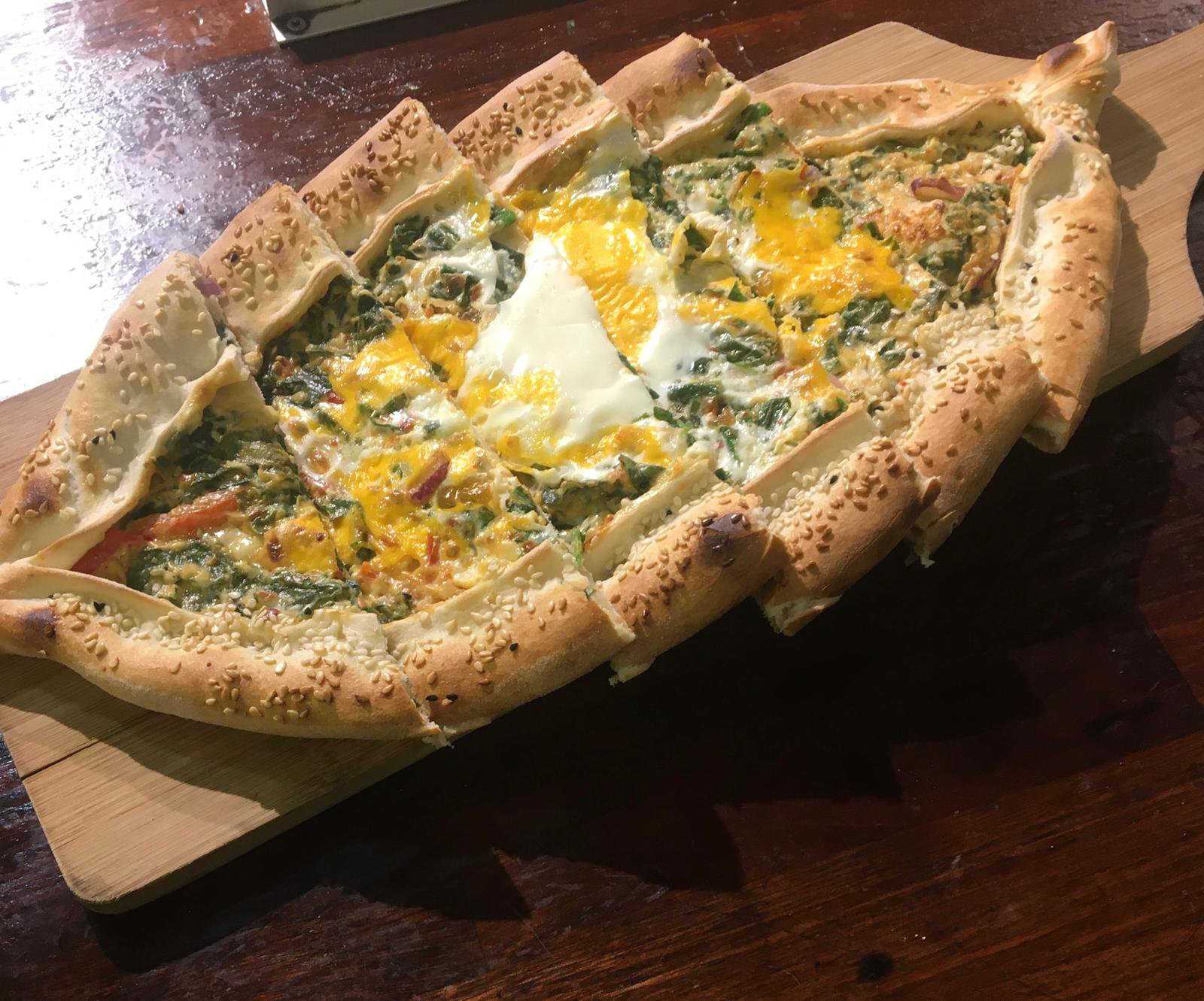 Spinach & egg pide